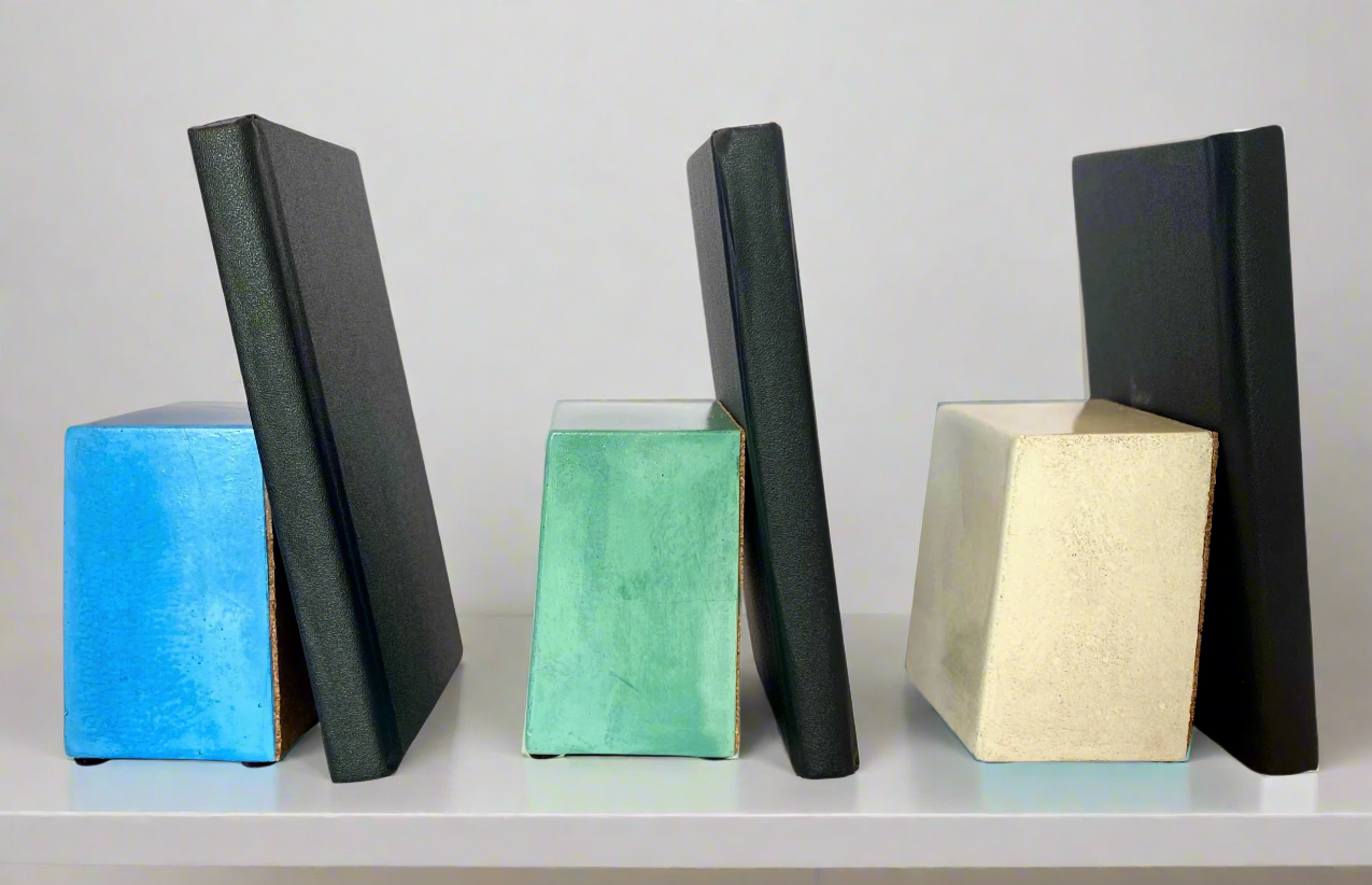 Modern Concrete Bookends - 16 Color Options Available