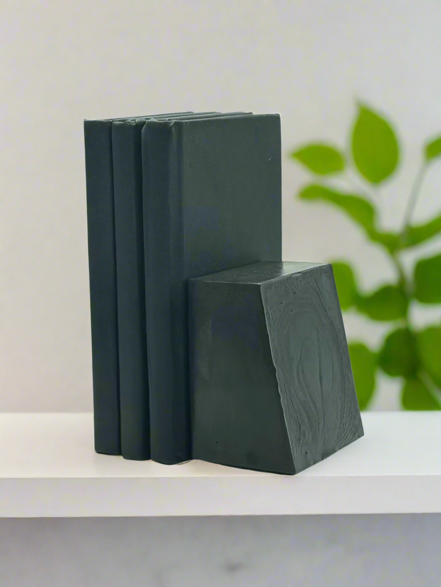 Modern Rustic Concrete Bookends – Custom Color & Base Options (Single or Pair)