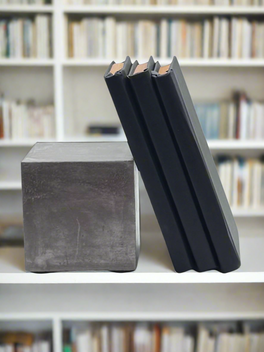 Heavy Concrete Bookends with 16 Custom Color Options - Modern Geometric Design
