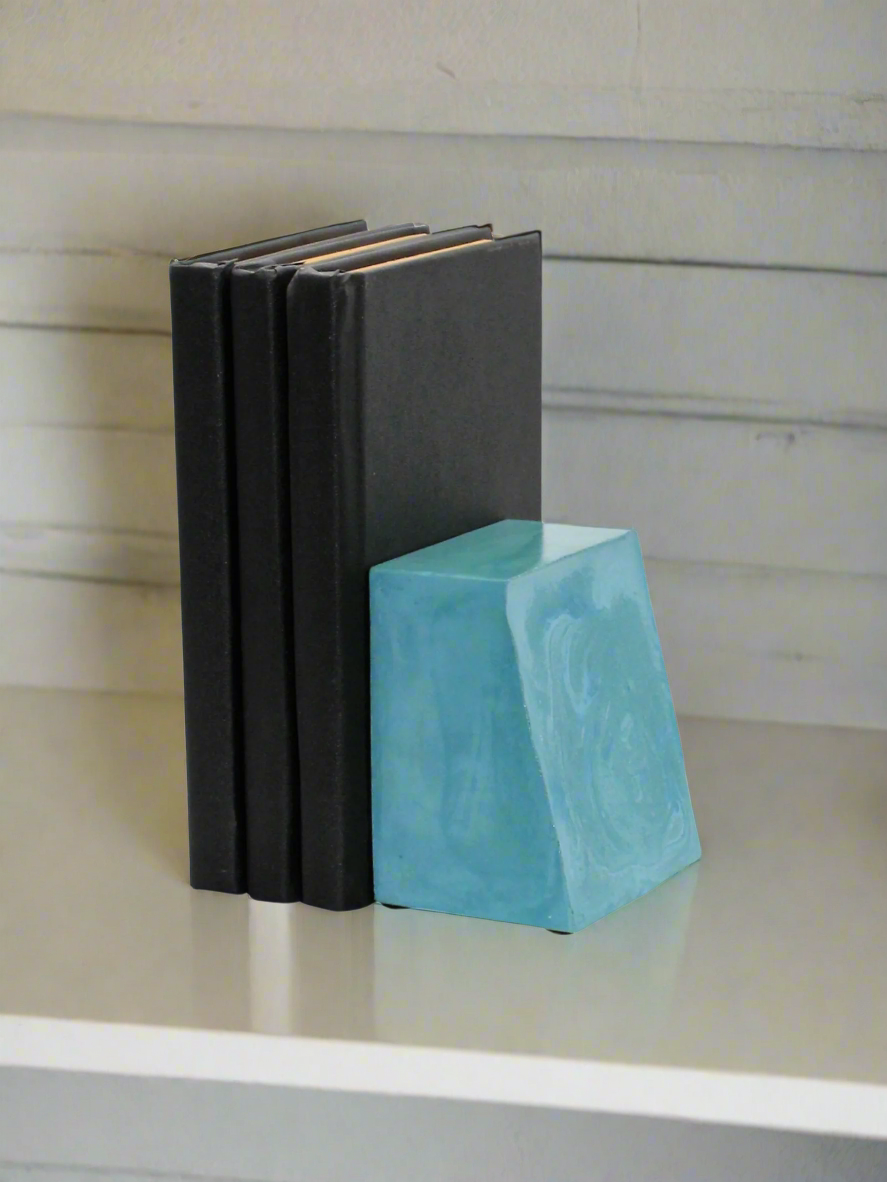 Modern Rustic Concrete Bookends – Custom Color & Base Options (Single or Pair)