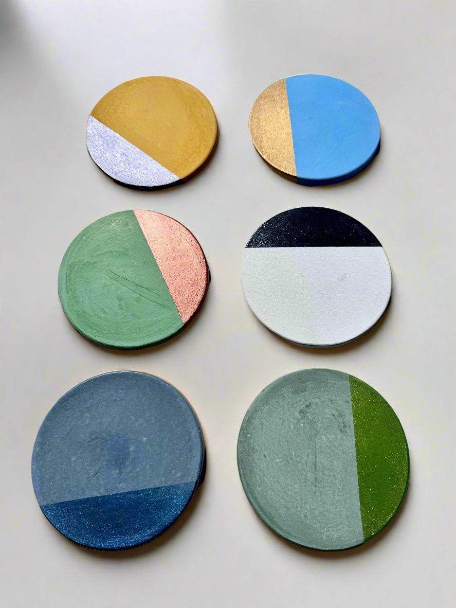 Round Absorbent Concrete Coasters with Custom Accent Colors