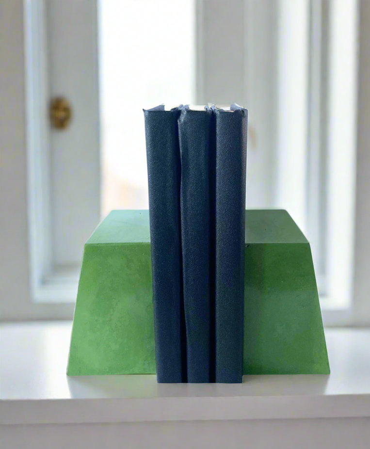 Modern Rustic Concrete Bookends – Custom Color & Base Options (Single or Pair)