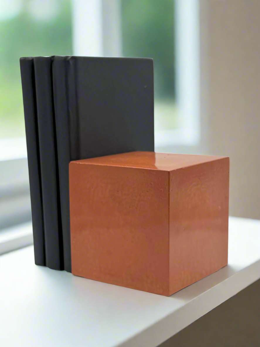 Heavy Concrete Bookends with 16 Custom Color Options - Modern Geometric Design