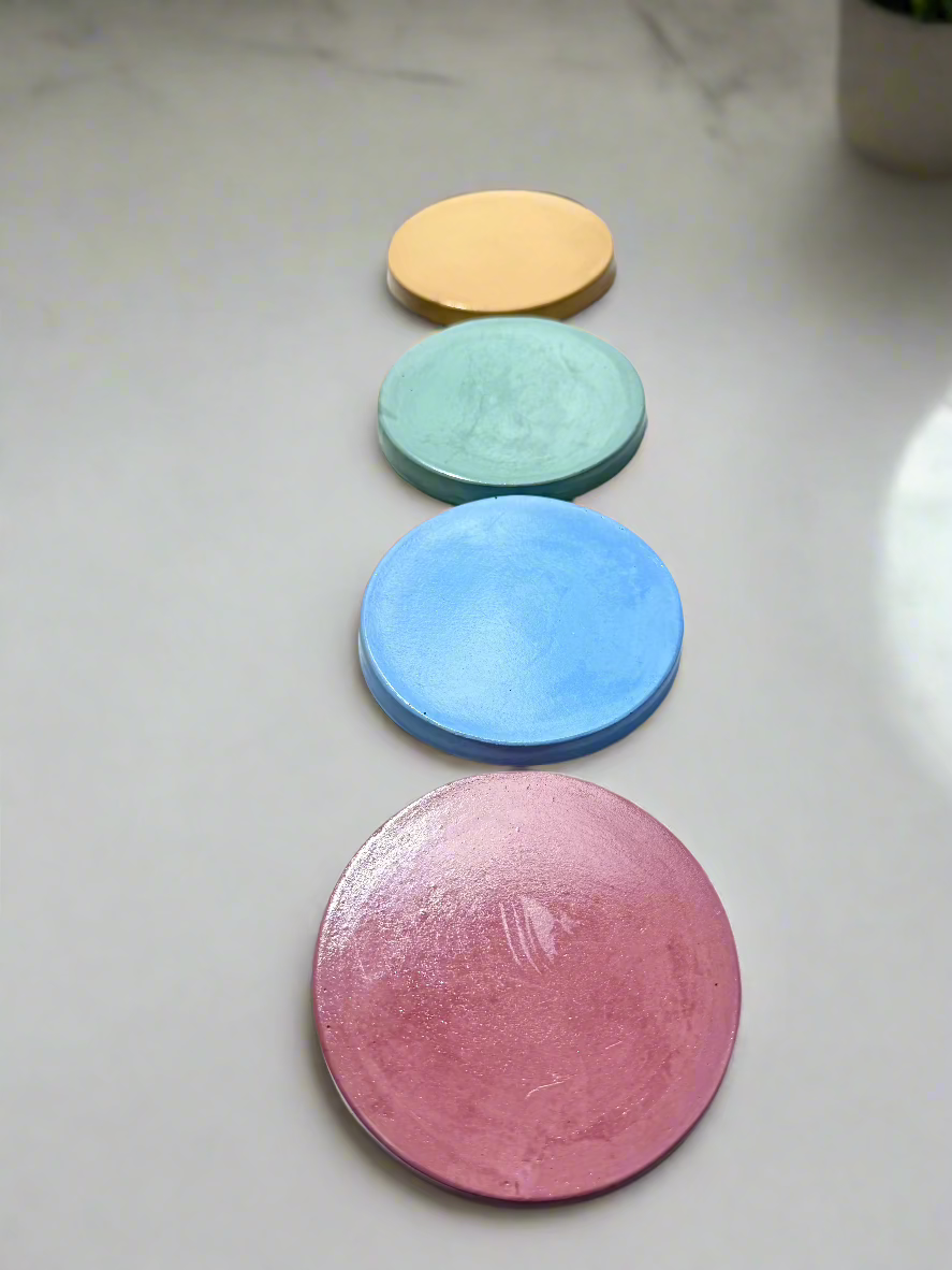 Glossy Sealed Round Concrete Coasters (Pair)
