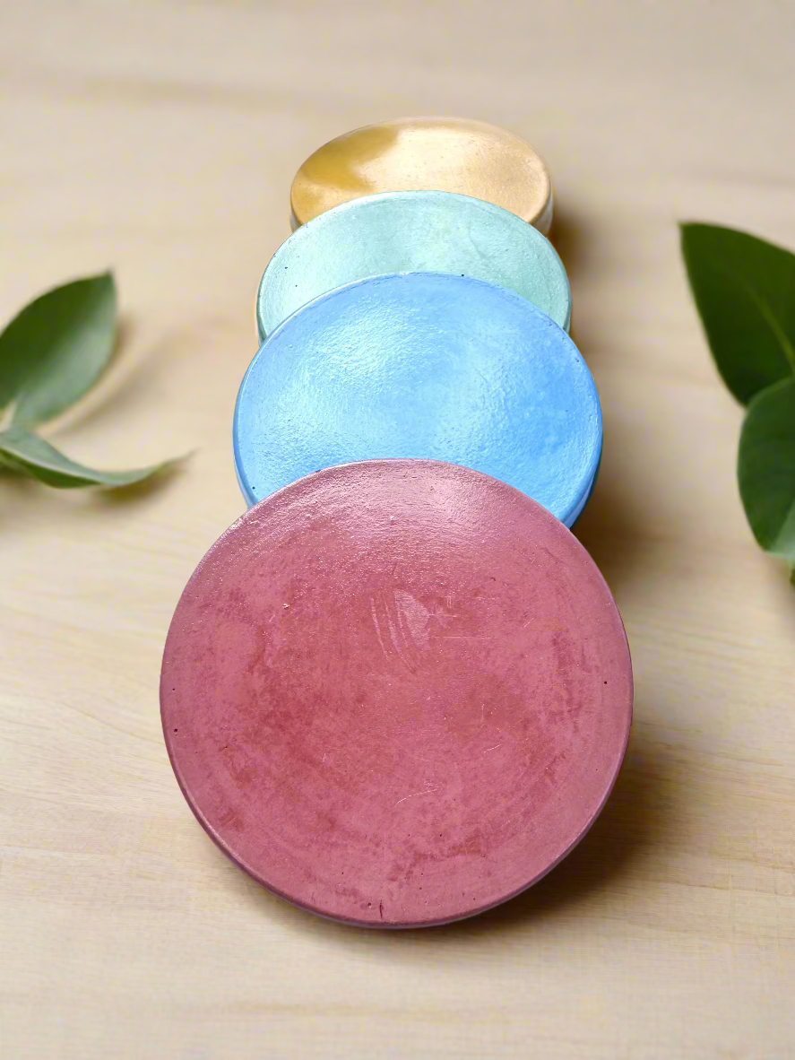 Glossy Sealed Round Concrete Coasters (Pair)