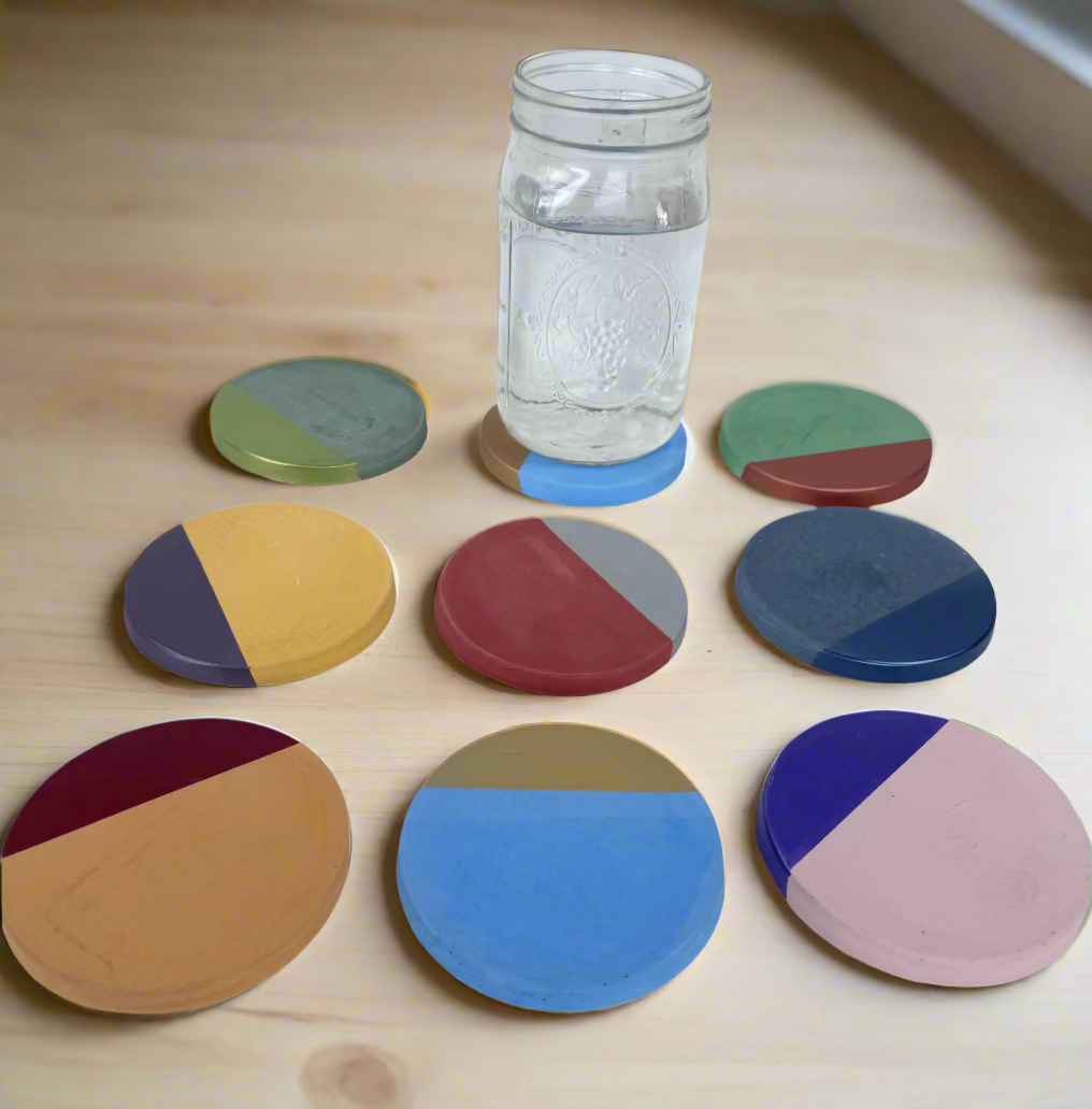 Round Absorbent Concrete Coasters with Custom Accent Colors