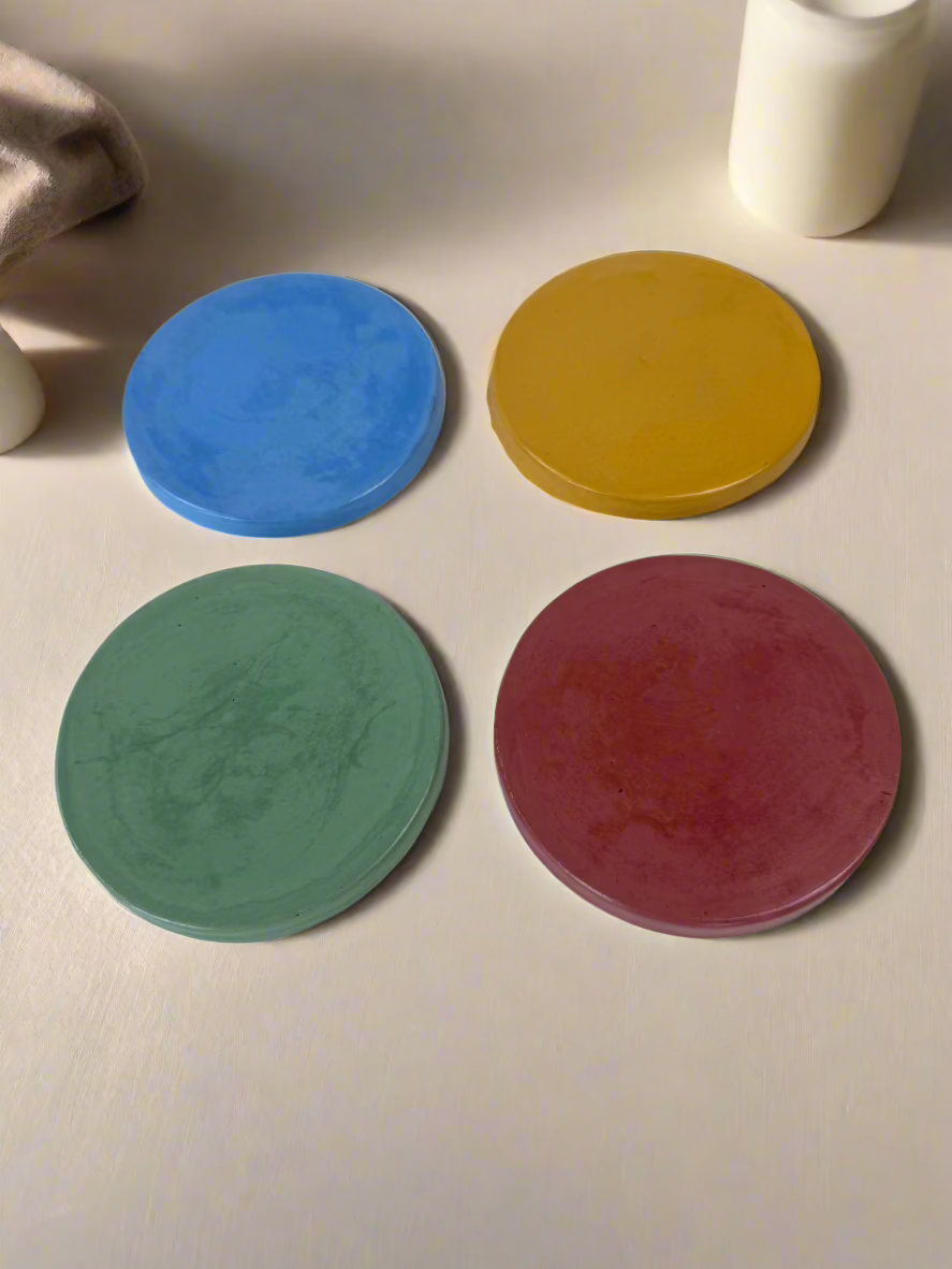Glossy Sealed Round Concrete Coasters (Pair)