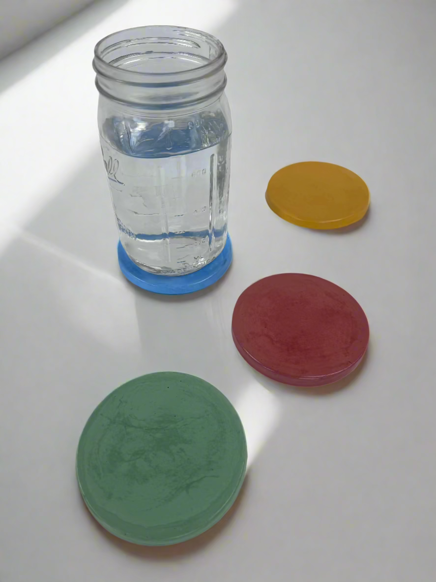 Glossy Sealed Round Concrete Coasters (Pair)