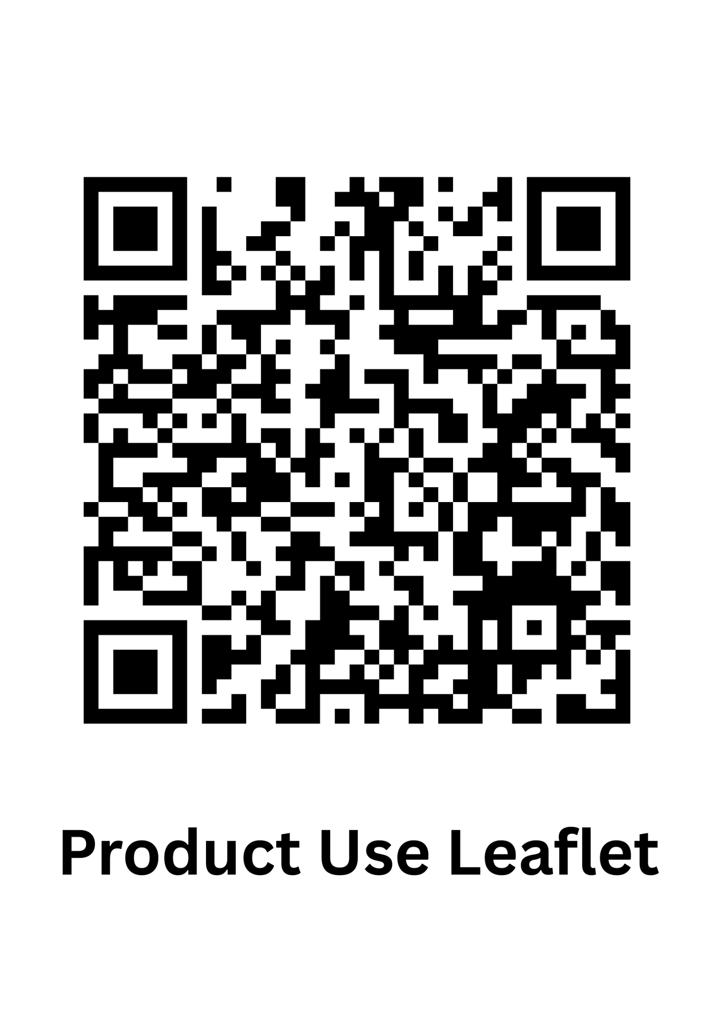 QR code with 'Product Use Leaflet' text on a white background