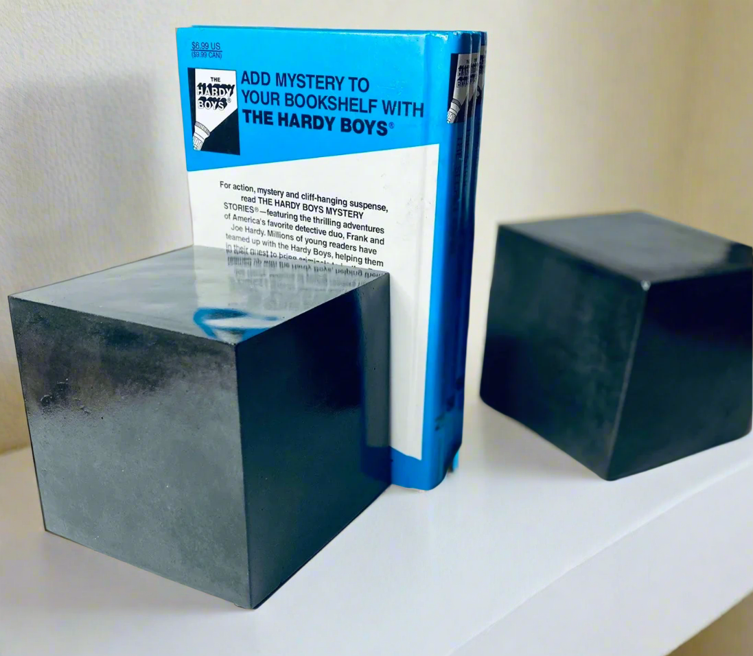Heavy Concrete Bookends with 16 Custom Color Options - Modern Geometric Design