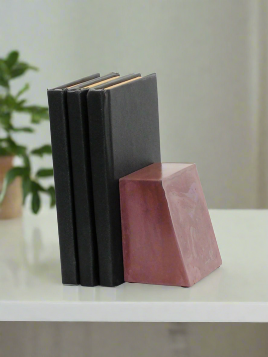 Modern Rustic Concrete Bookends – Custom Color & Base Options (Single or Pair)